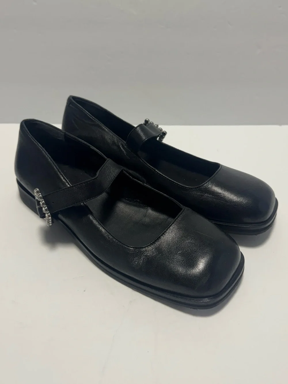 Free People Women's Rumor Diamanté Mary Jane Loafers Leather Size 9